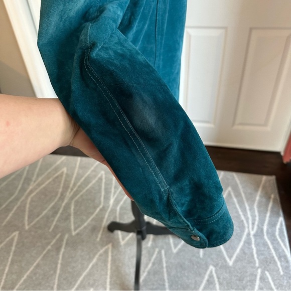 Coldwater Creek Teal Aqua Suede Leather Fitted Jacket - Picture 5 of 6
